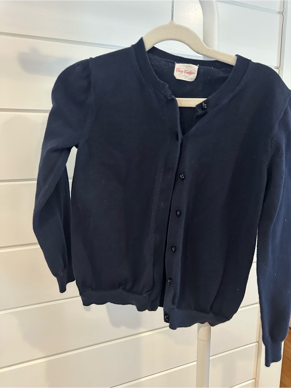 Crewcuts Navy Button-Up Knit Cardigan - Classic Crewneck